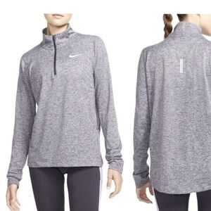 NEW Nike Element Half Zip Pullover Running Top Finger Holes Light Grey Size M